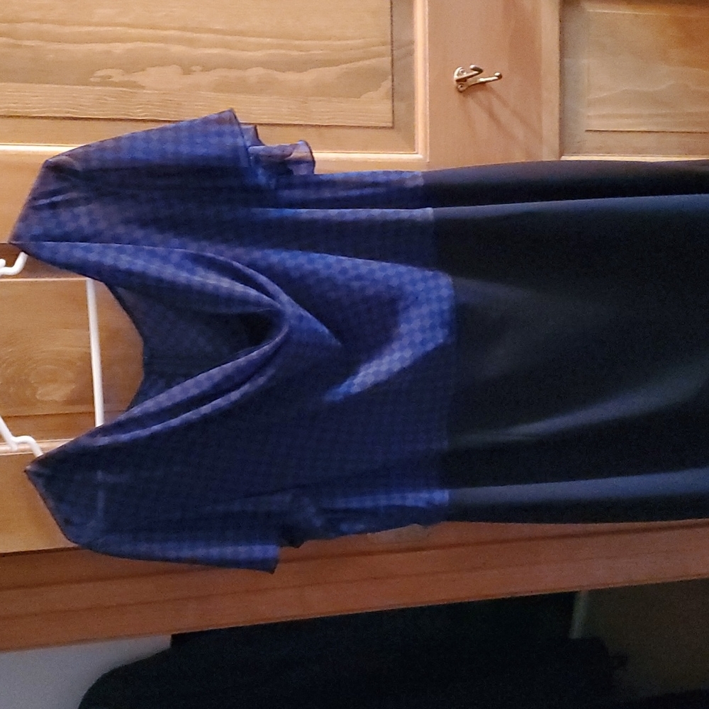 Dress blue black checkered top black skirt